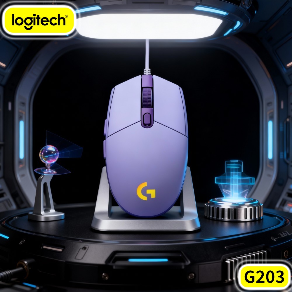 Logitech Mouse G203 - ロジクール G203 有線ゲーミングマウス、即時ボタンフィードバック、人間工学に基づいたパームシェイプ、カラフルなRGB、USBデスクトップ用