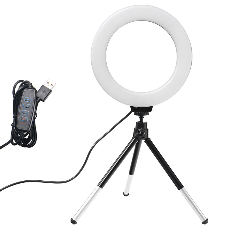 Webcam Ring Light - 6 インチリングライト三脚付き Led 高輝度リングランプライトリムソング照明写真撮影 Selfie リングライト右ライト