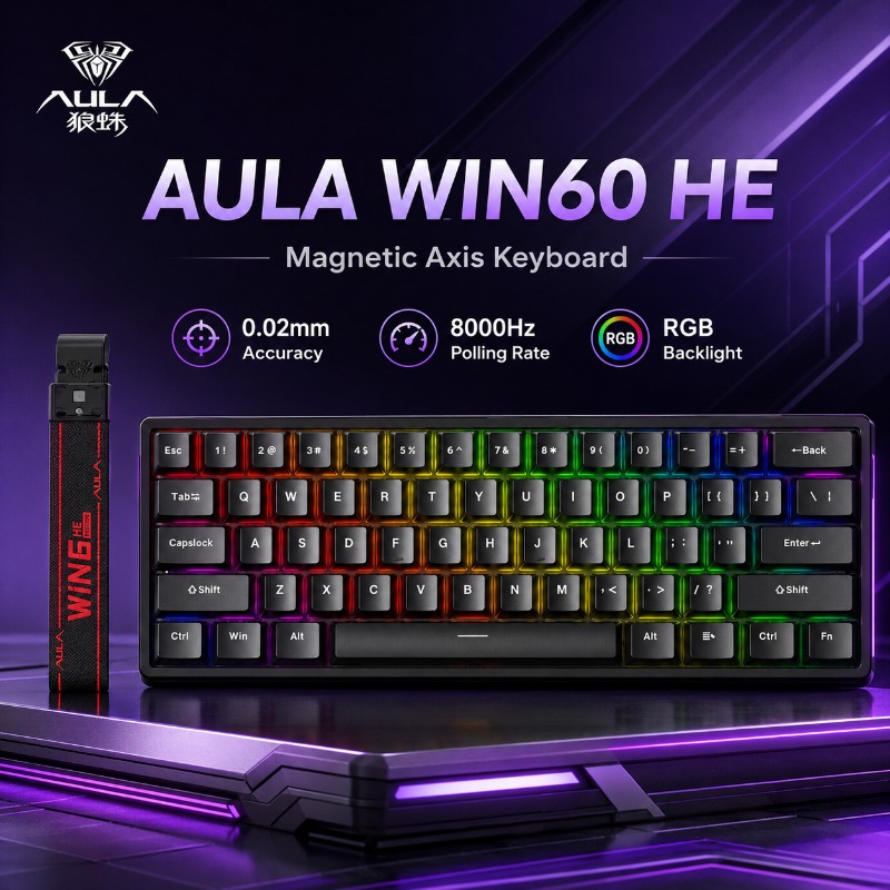 Esports Gaming Uk - AULA WIN60 HE 磁気軸キーボード 有線ゲーミングキーボード 8000HZ