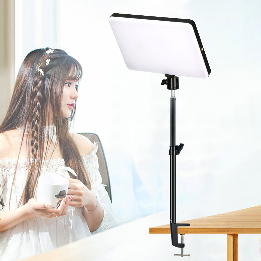 Webcam Ring Light - LED調光可能ビデオ照明パネル,写真スタジオランプ,ライブストリーム,ヨーロピアンプラグ,10インチ,3200k-6000k