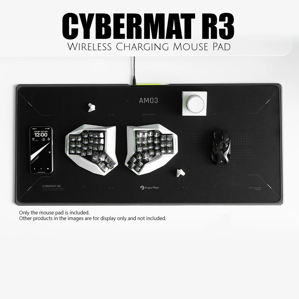 Esports Gaming Keyboard - 新発売のANGRYMIAO CYBERMAT R3 ワイヤレス充電対応マウスパッド。特大サイズで、滑り止め加工が施されており、eスポーツゲームやキーボードアクセサリーに最適。プレゼントにも。