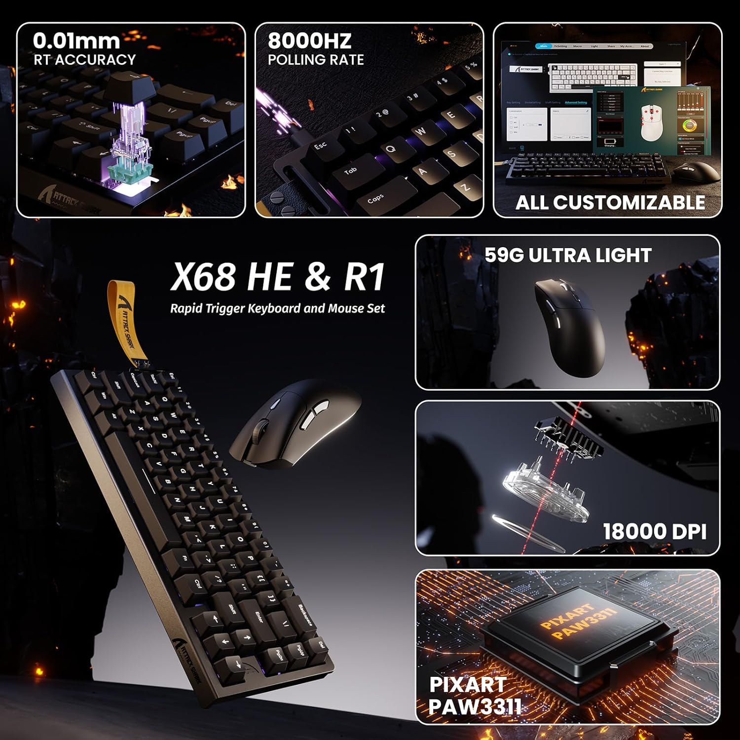 ATTACK SHARK X68 HE マグネティックキーボ - Esports Gaming Uk のレビューと価格