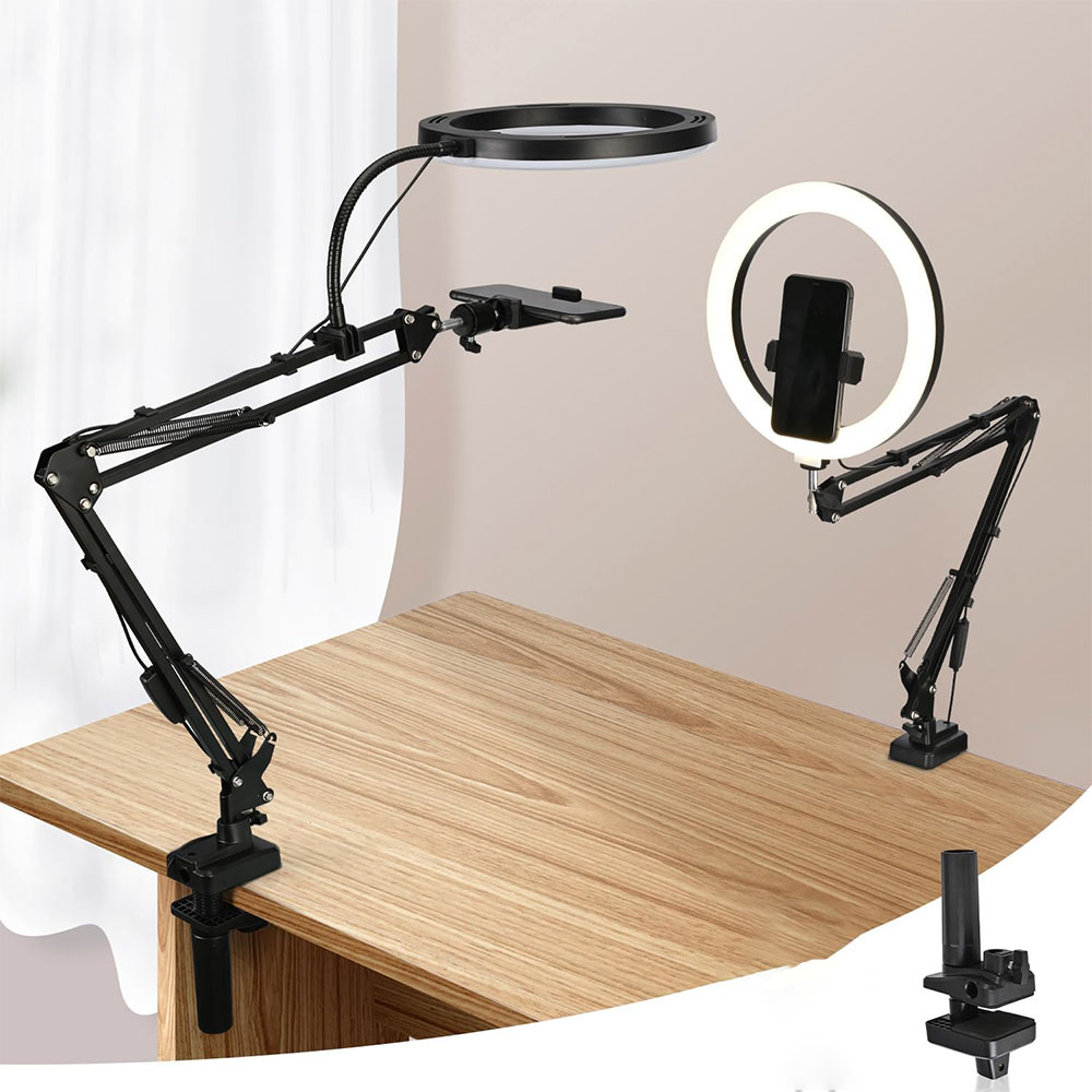 リングライト スタンドとスマホホルダー付き USBリングライ - Webcam Ring Light のレビューと価格