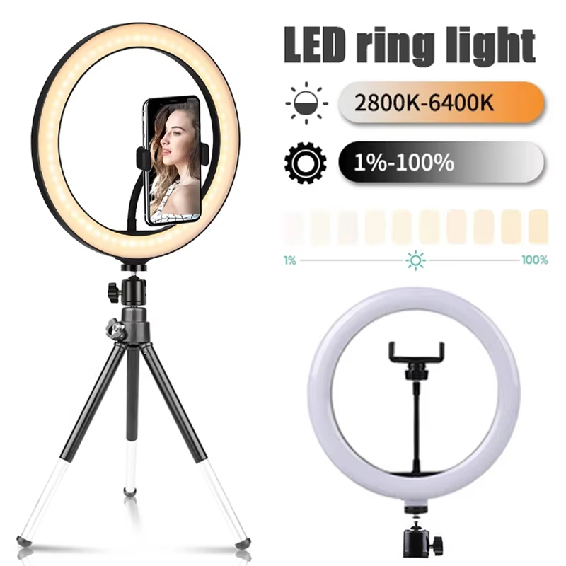 10インチ自撮りリングライト写真撮影用フィルライトLEDリン - Webcam Ring Light のレビューと価格