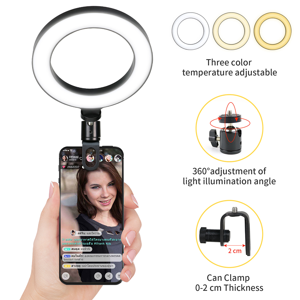 16cm LEDビデオライト スタンド付き セルフィーリング - Webcam Ring Light のレビューと価格