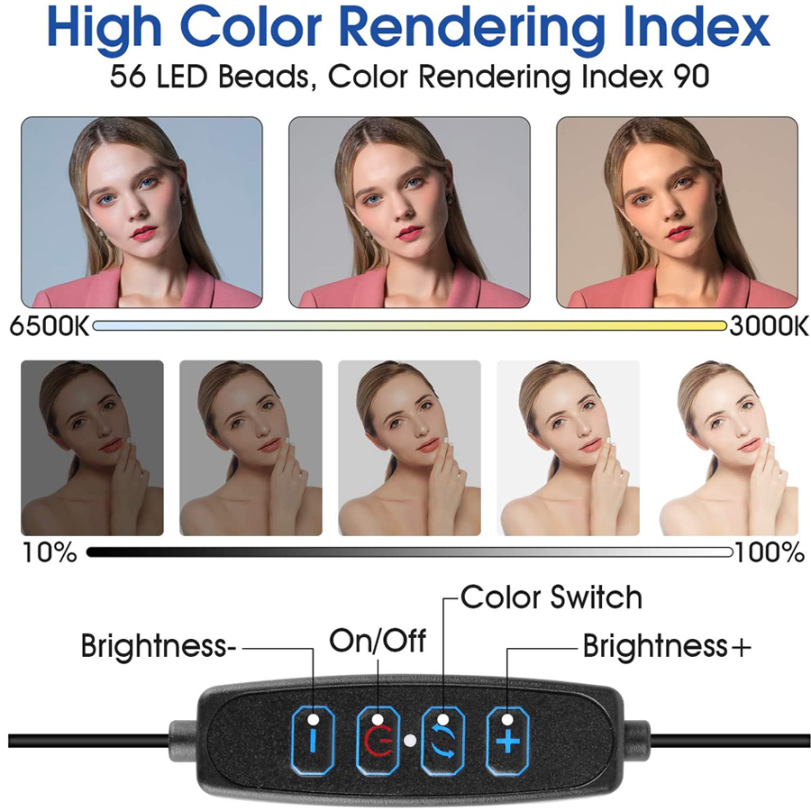 16cm LEDビデオライト スタンド付き セルフィーリング - Webcam Ring Light のレビューと価格