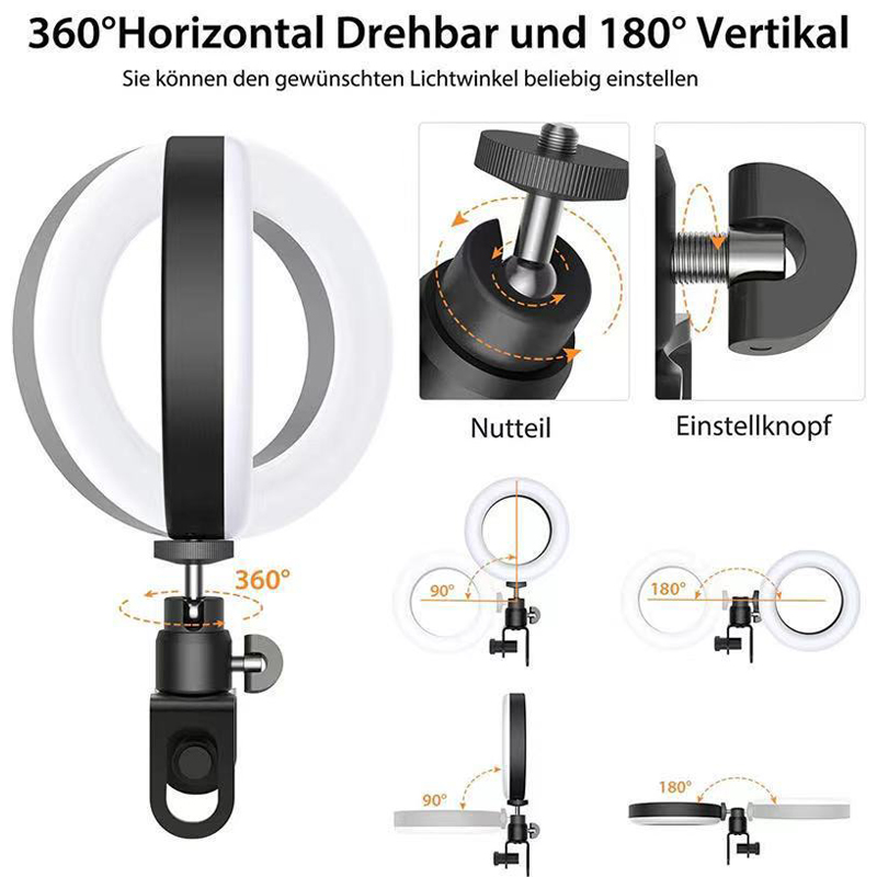 16cm LEDビデオライト スタンド付き セルフィーリング - Webcam Ring Light のレビューと価格