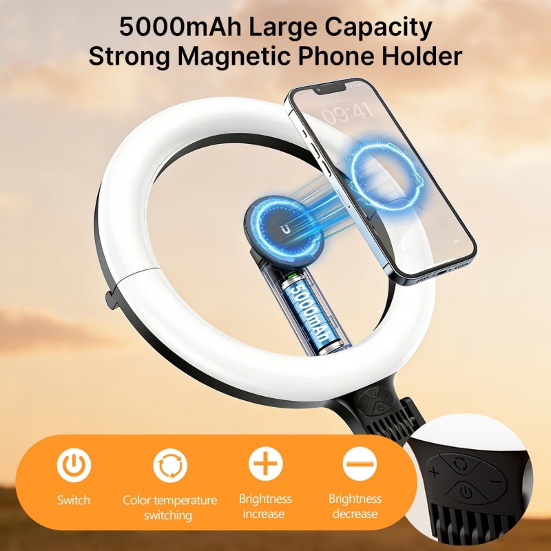 10インチリングライト付き磁気オーバーヘッドフォンマウント、 - Webcam Ring Light のレビューと価格