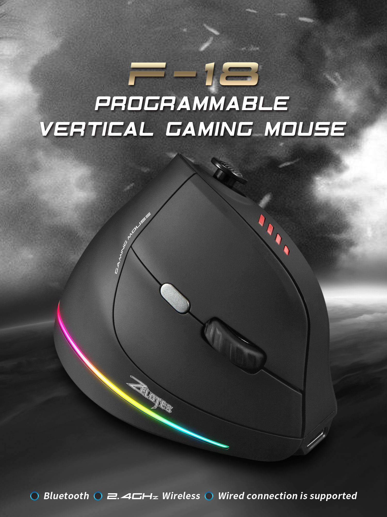 Jomaa RGB バックライト付きワイヤレス垂直マウスコン - Esports Gaming Pc のレビューと価格