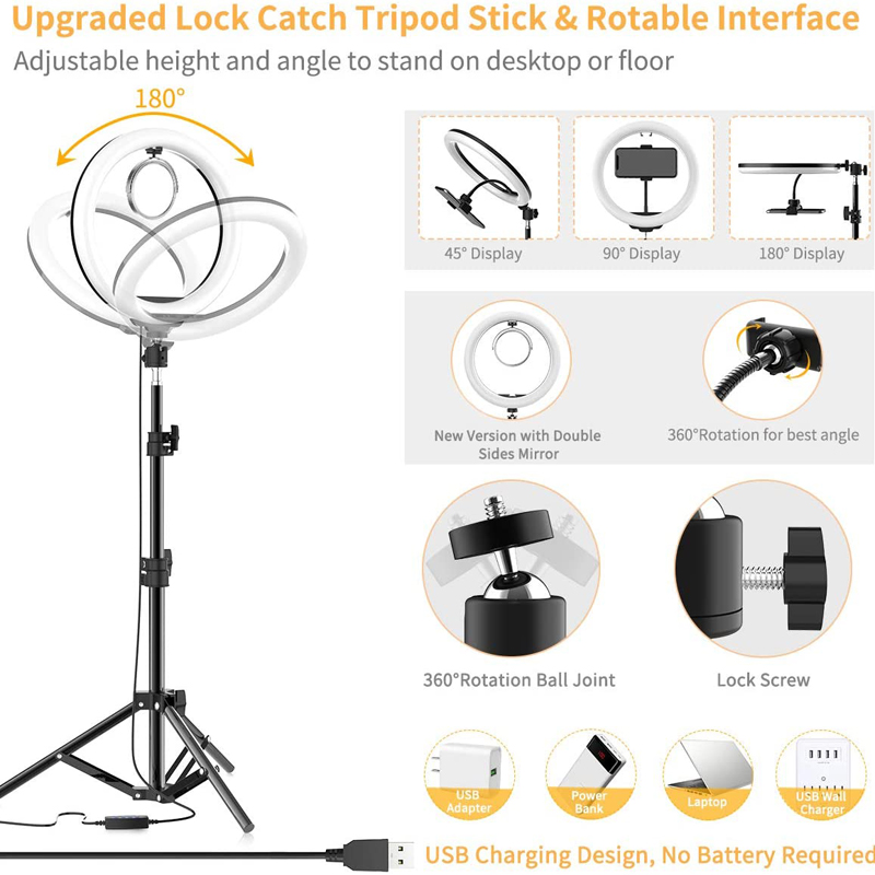 16cm 26cm 33cm LEDリングライト 調光可能  - Webcam Ring Light のレビューと価格