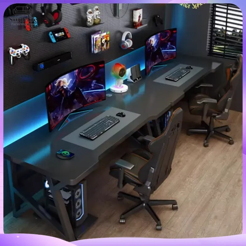 モダンなダブルコンピューターデスク、ホームオフィス、寝室、e - Esports Gaming School のレビューと価格
